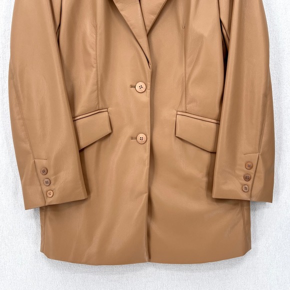 FRANKIES BIKINIS Vegan Leather Blazer Womens Small Tan Earth Oversized NWT - Picture 7 of 16